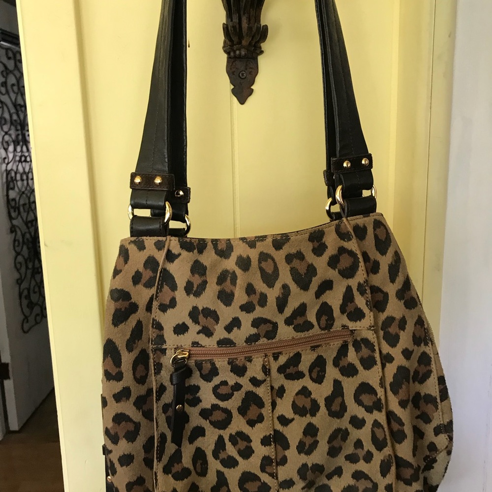 Tignanello Suede Leopard Bag